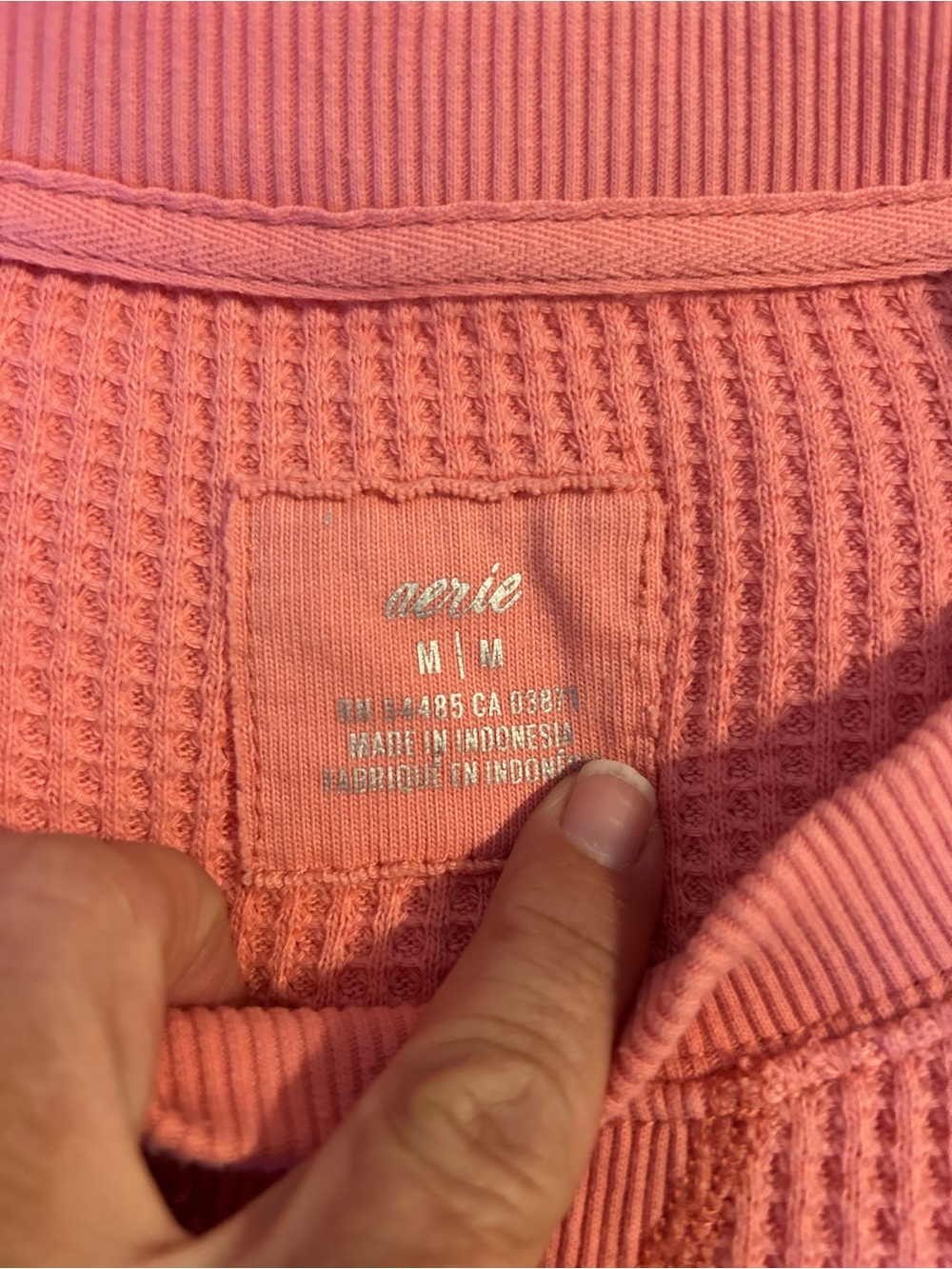 AERIE Waffle Knit Crewneck Sweater - Brown & pinkish peach - Picture 7 of 9